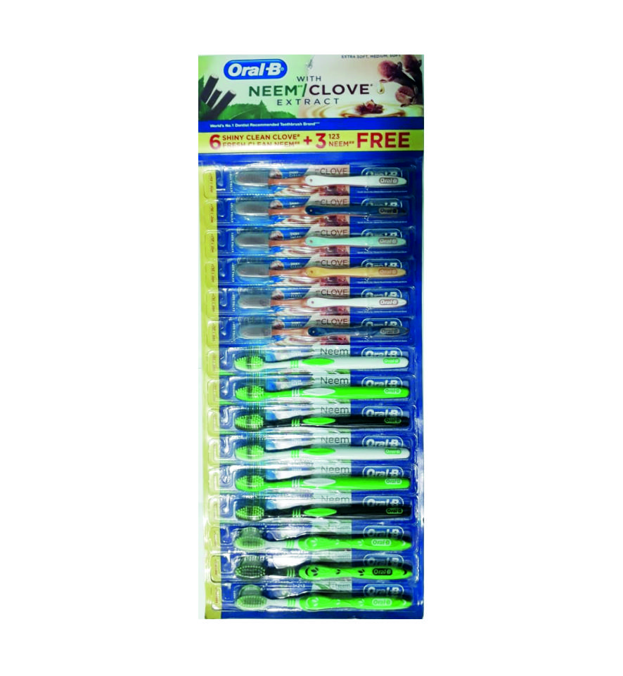 Oral B Shiny Clean Clove Toothbrush | Pack of 12 Shiny Clean + 3 Neem  Free